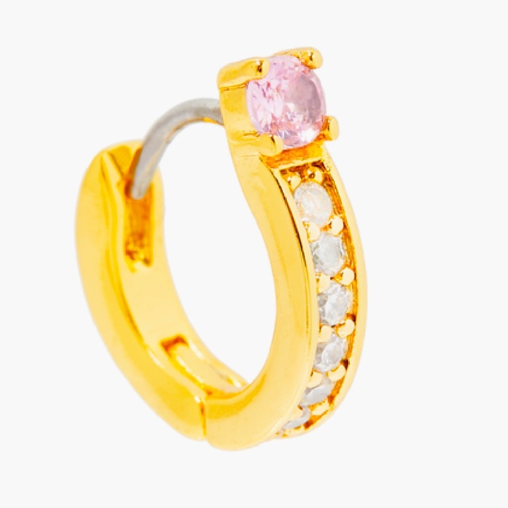 New Kate Spade old-Tone Small Cubic Zirconia & Stone Huggie Hoop Earrings - Picture 5 of 12